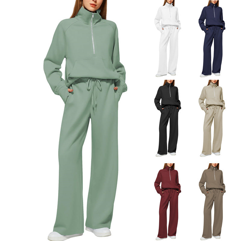 Women’s Half-Zip Matching Set – Relaxed Top & Wide-Leg Pants222