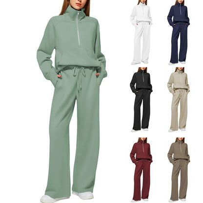 Women’s Half-Zip Matching Set – Relaxed Top & Wide-Leg Pants222