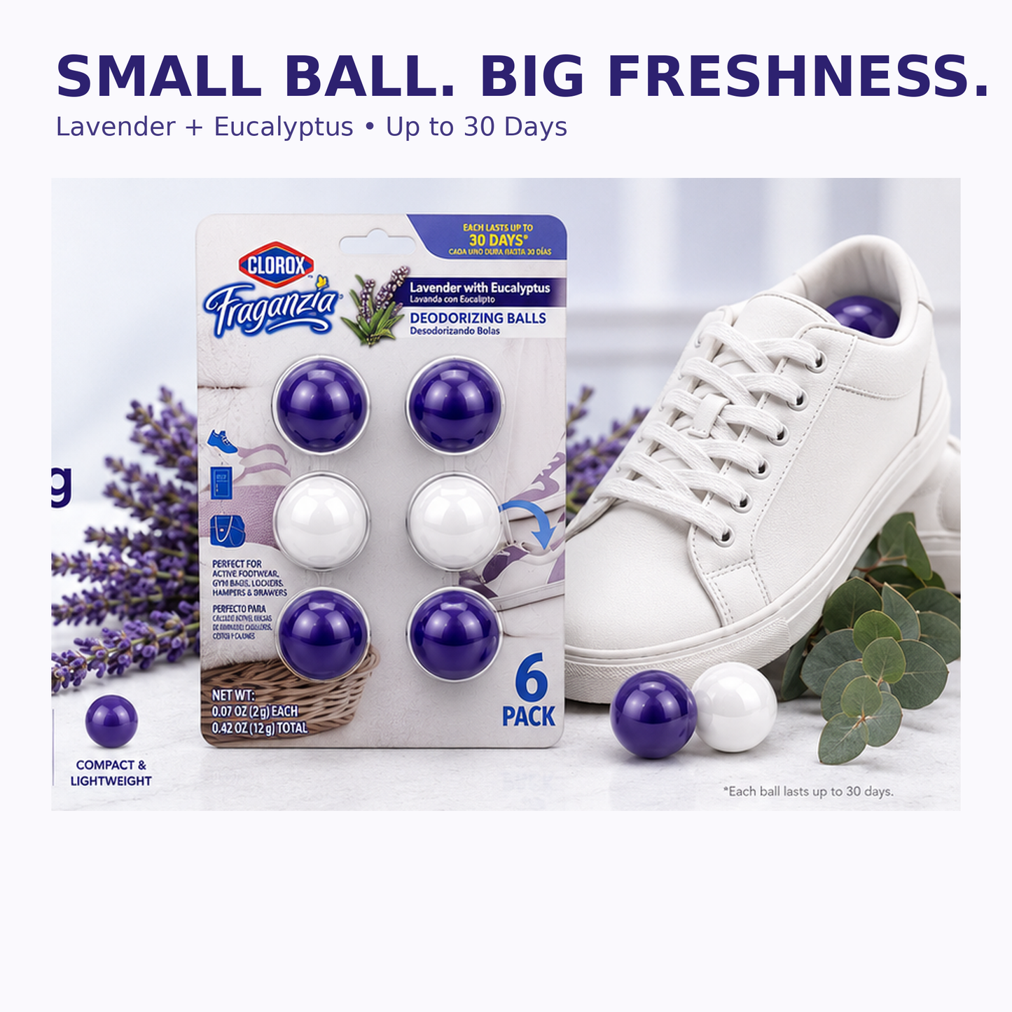 Clorox Fraganzia Lavender & Eucalyptus Deodorizing Balls – 6 Pack