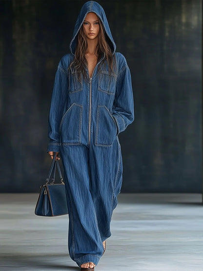 Hooded Loose Fit Jumpsuit for Women