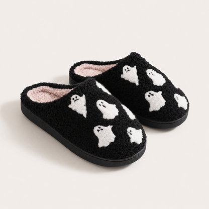 Halloween Plush Slippers – Skull, Ghost & Pumpkin Designs