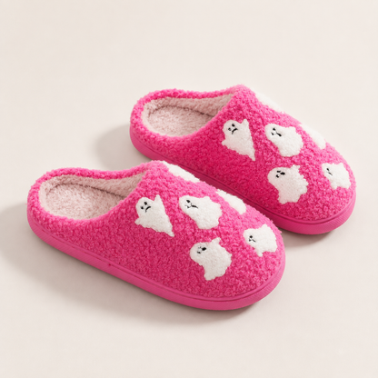 Halloween Plush Slippers – Skull, Ghost & Pumpkin Designs