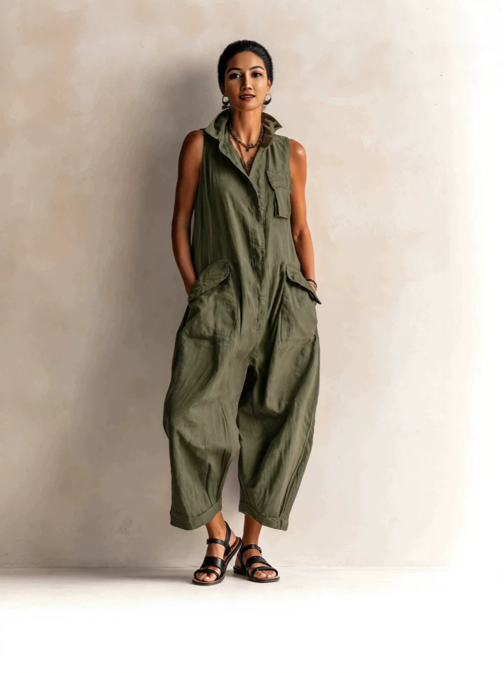 Sleeveless Wide Leg Jumpsuit