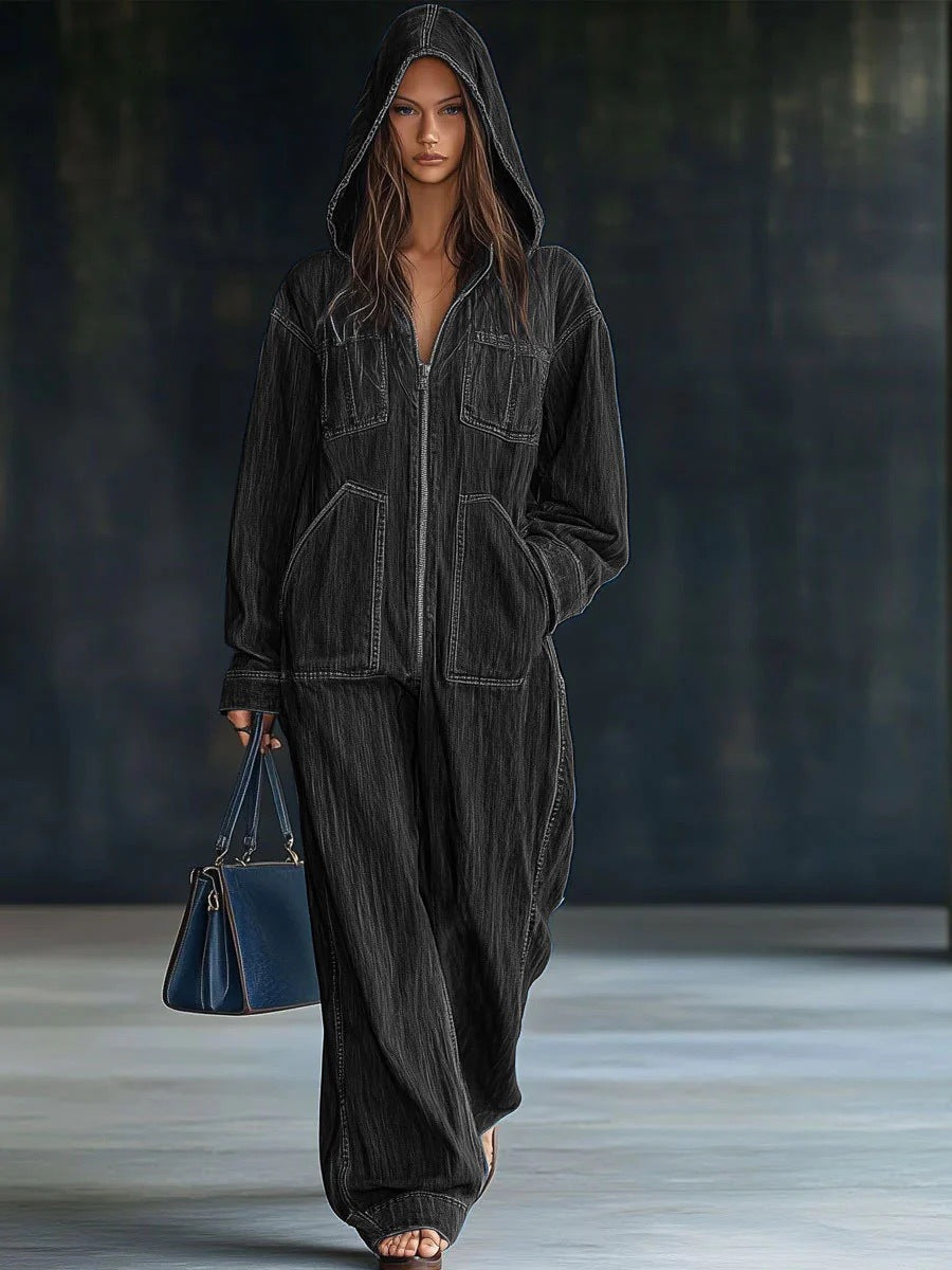 Hooded Loose Fit Jumpsuit for Women
