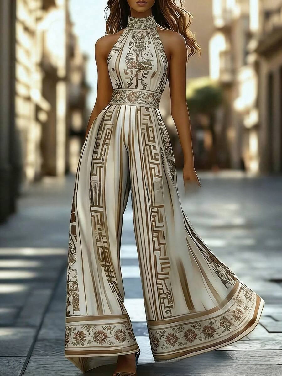 Floral Print Halter Neck Jumpsuit