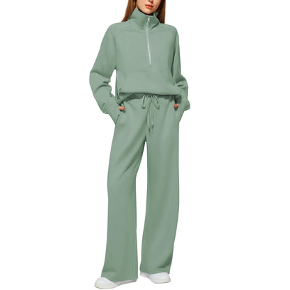 Women’s Half-Zip Matching Set – Relaxed Top & Wide-Leg Pants222
