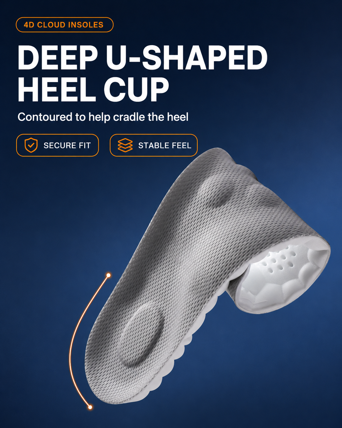4D Steppers Cloud Comfort Insoles – Unisex Trim-to-Fit Memory Foam Inserts