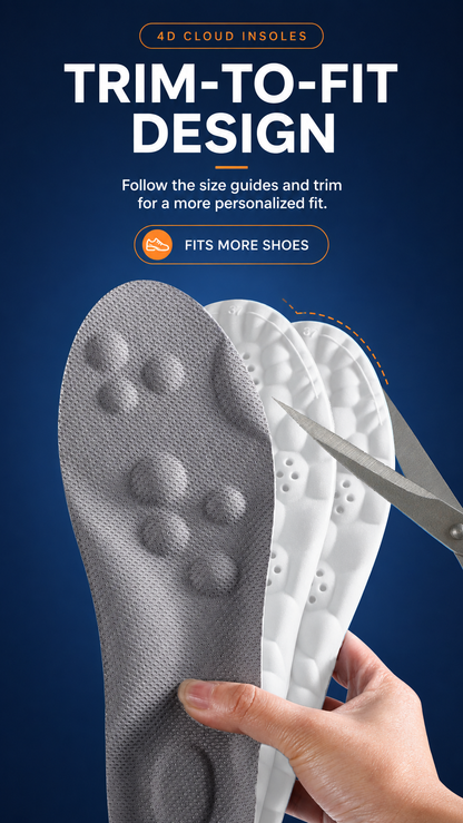 4D Steppers Cloud Comfort Insoles – Unisex Trim-to-Fit Memory Foam Inserts
