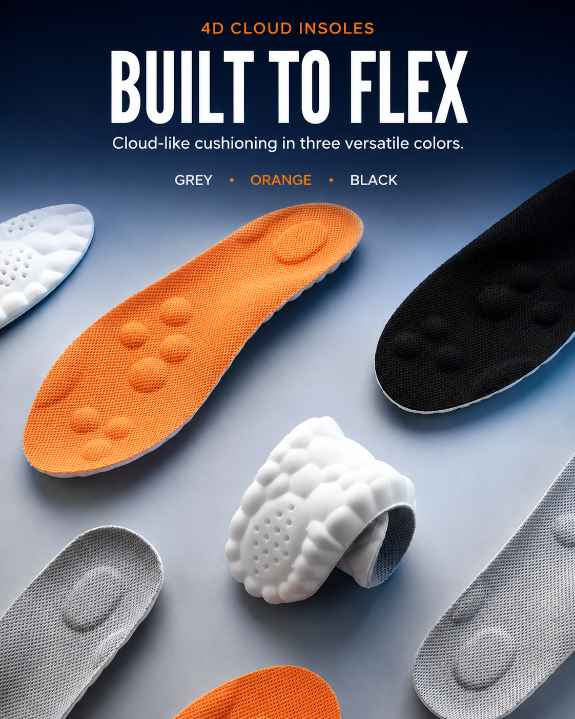 4D Steppers Cloud Comfort Insoles – Unisex Trim-to-Fit Memory Foam Inserts