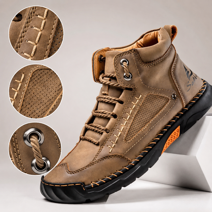 Men’s Lightweight Hand-Stitched Ankle Boots – Breathable Everyday Lace-Up Shoes