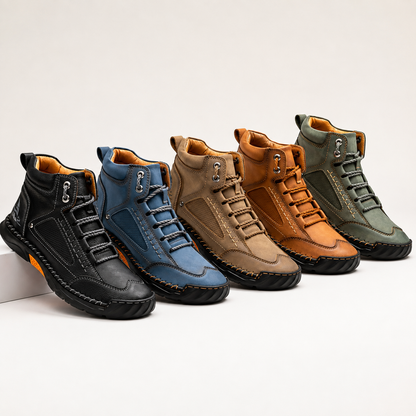 Men’s Lightweight Hand-Stitched Ankle Boots – Breathable Everyday Lace-Up Shoes