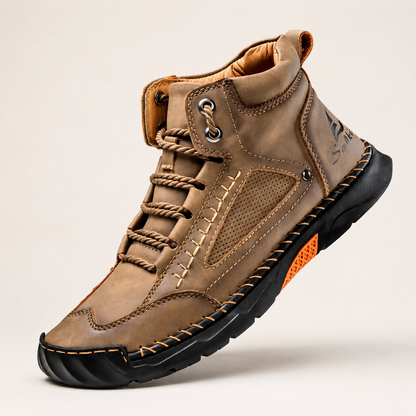 Men’s Lightweight Hand-Stitched Ankle Boots – Breathable Everyday Lace-Up Shoes