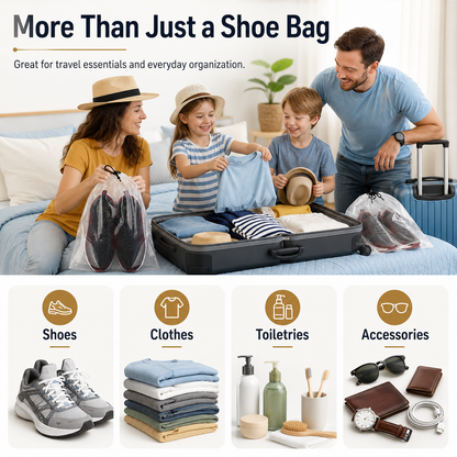 Clear Waterproof Travel Shoe Bags – 20 Pack