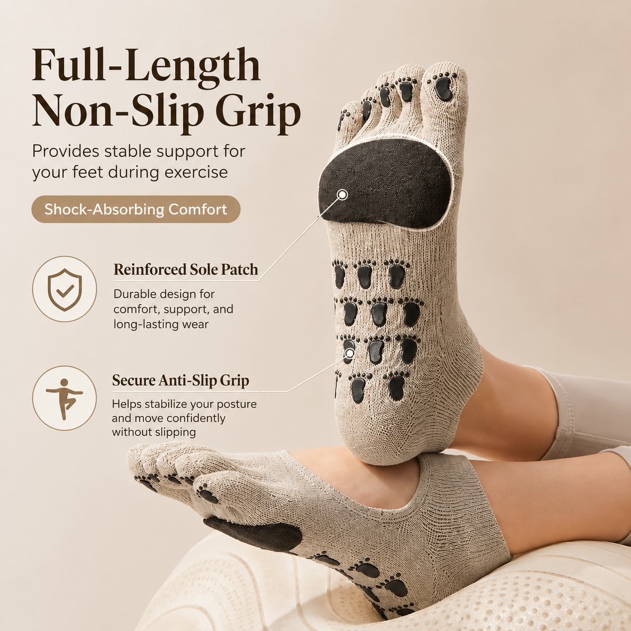 Five-Toe Pilates Grip Socks | Stock Up & Save — From $14.98/Pair