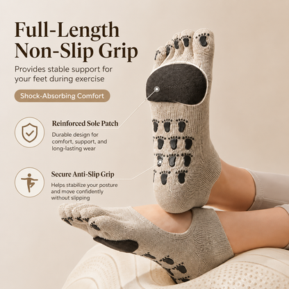 Five-Toe Pilates Grip Socks | Stock Up & Save — From $14.98/Pair