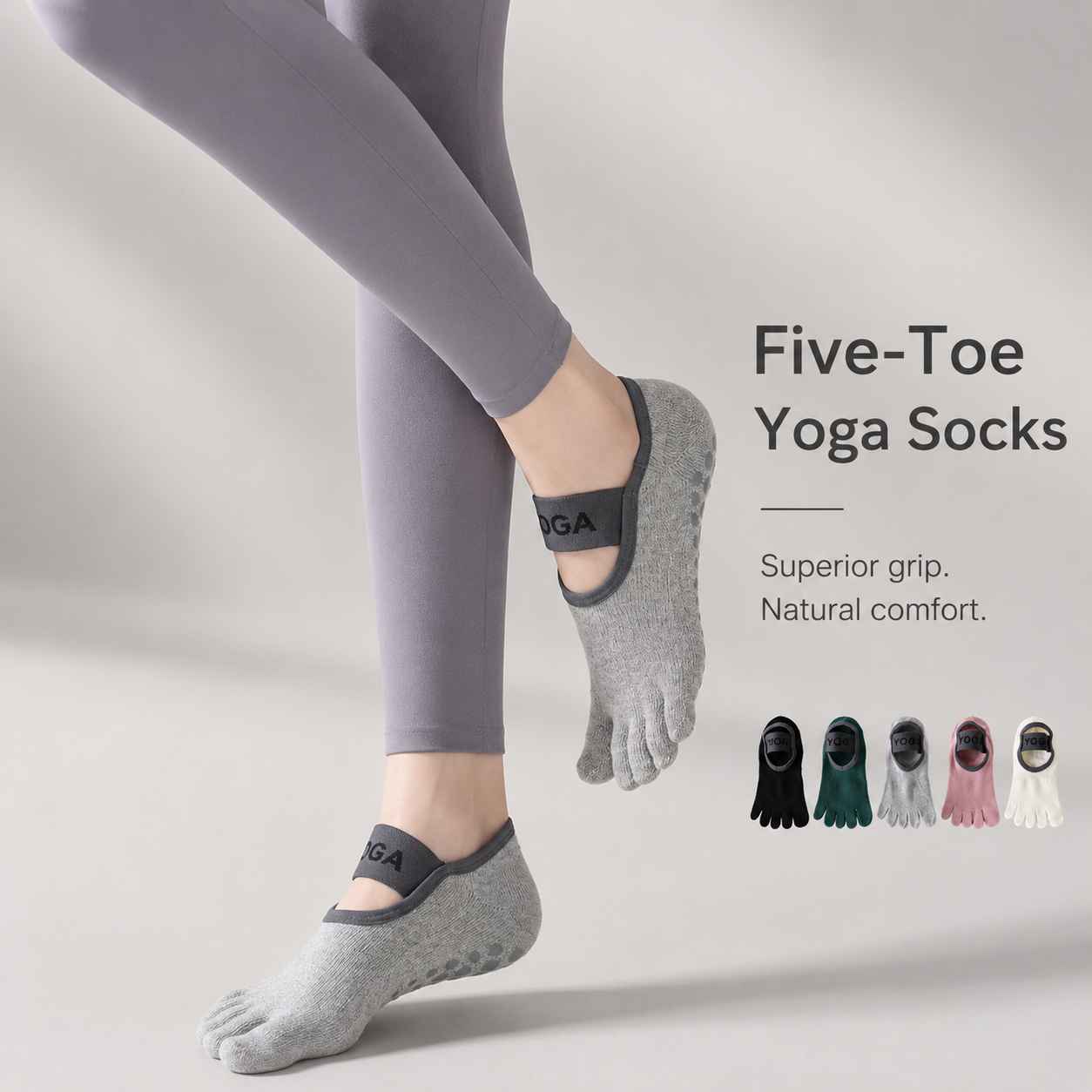 Five-Toe Grip Yoga Socks | Buy More, Save Up to 40%