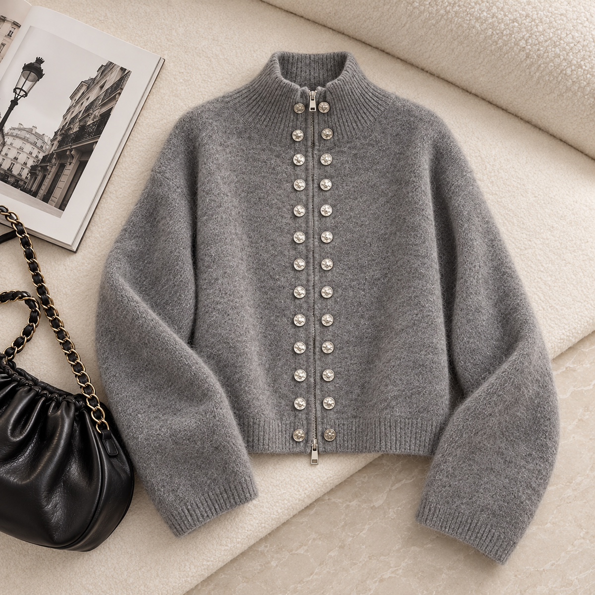Women's Double-Breasted Knit Cardigan | Cozy Zip-Up