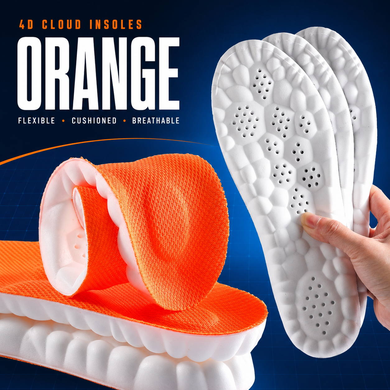 4D Steppers Cloud Comfort Insoles – Unisex Trim-to-Fit Memory Foam Inserts