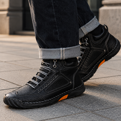 Men’s Lightweight Hand-Stitched Ankle Boots – Breathable Everyday Lace-Up Shoes