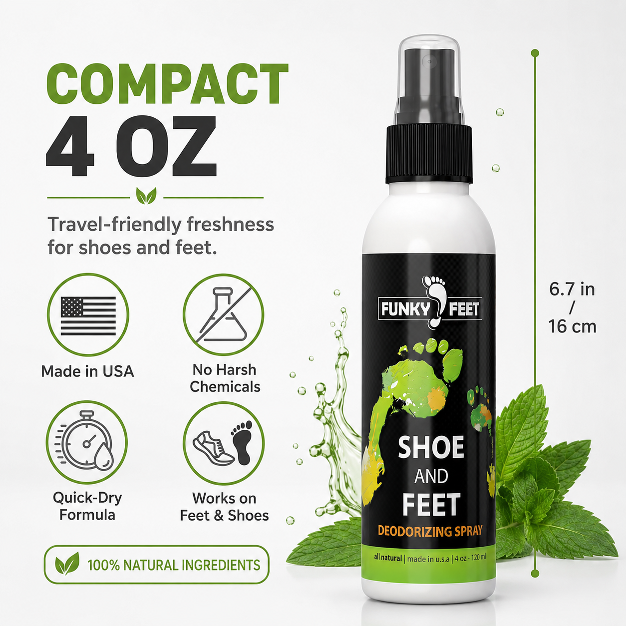 Funky Feet Natural Foot & Shoe Deodorizer Spray – 4 oz