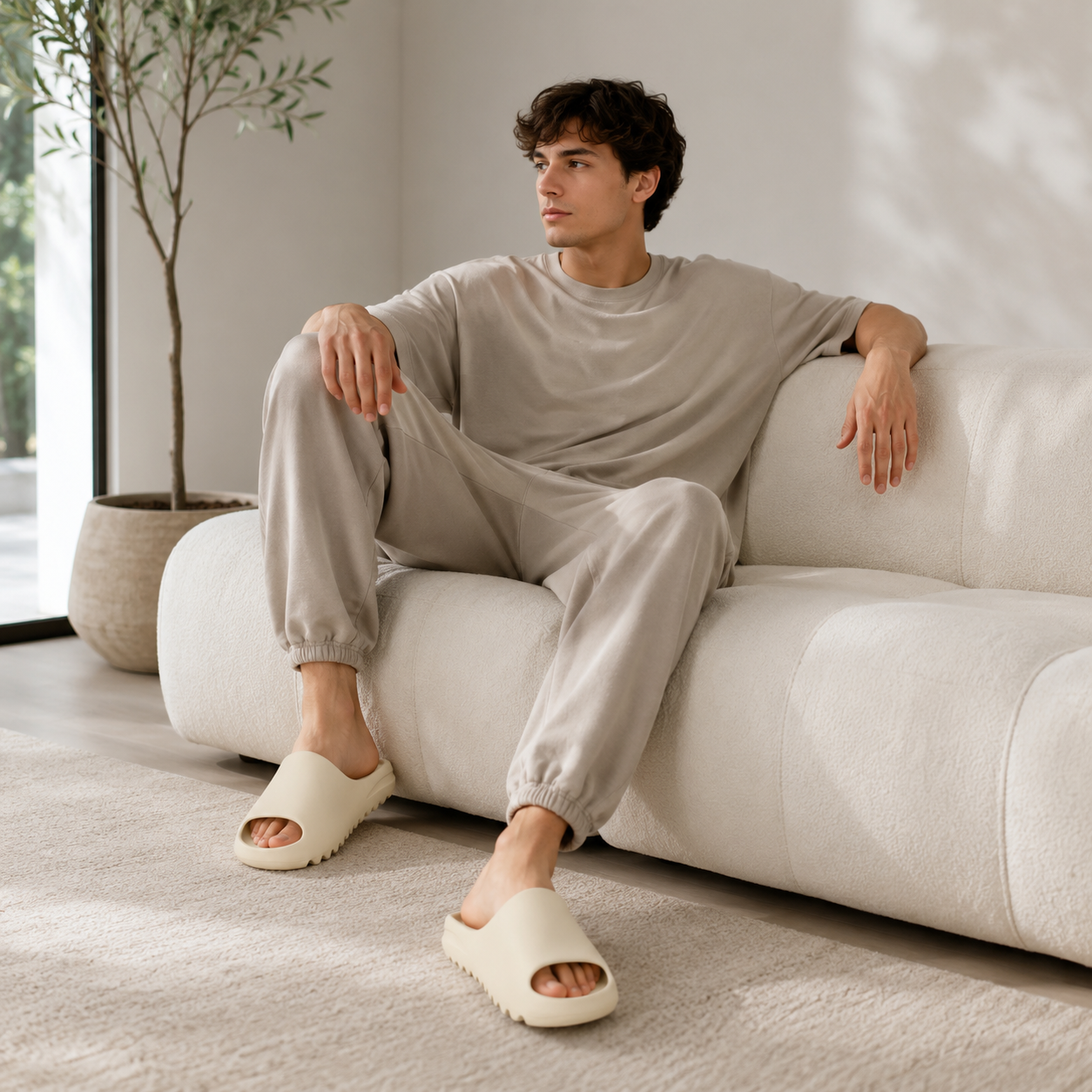 Bone EVA Slipper-Style Walking Slides — Unisex.