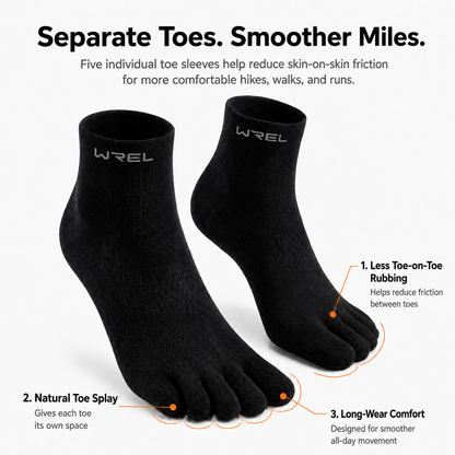 Coolmax Toe Socks for Long Walks, Runs, Trails & Long Shifts