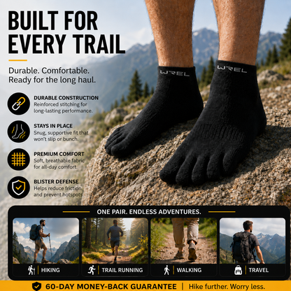 Coolmax Toe Socks for Long Walks, Runs, Trails & Long Shifts