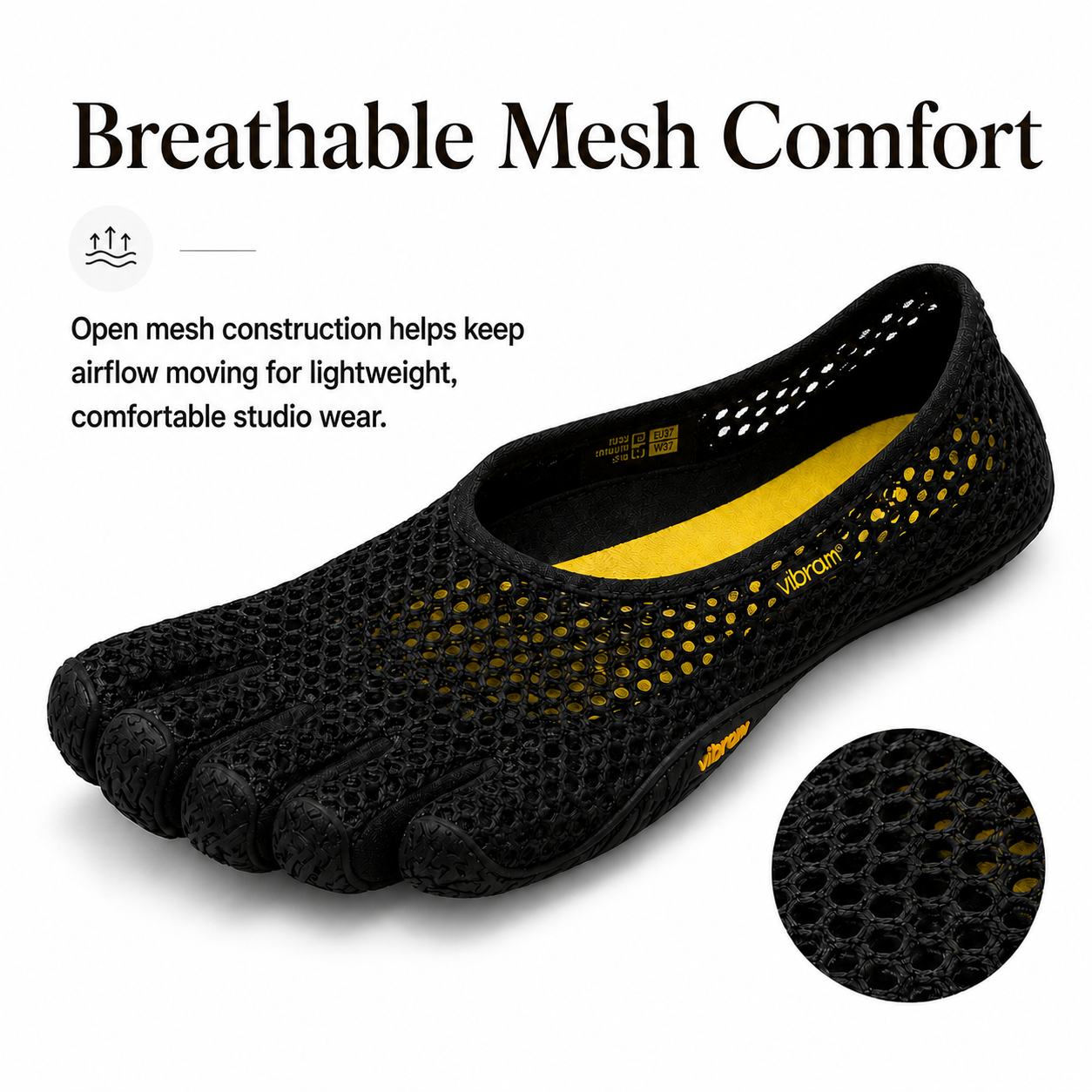 Mesh Slip-On Five-Toe Barefoot Studio Shoes - Vibram