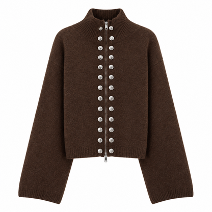 Women's Double-Breasted Knit Cardigan | Cozy Zip-Up