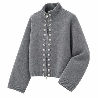 Women's Double-Breasted Knit Cardigan | Cozy Zip-Up