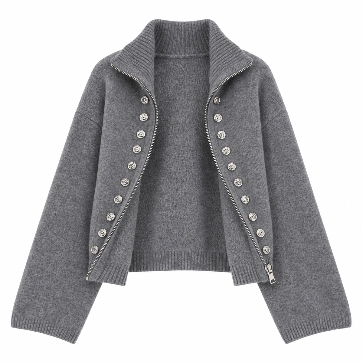 Women's Double-Breasted Knit Cardigan | Cozy Zip-Up