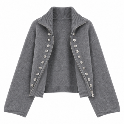 Women's Double-Breasted Knit Cardigan | Cozy Zip-Up