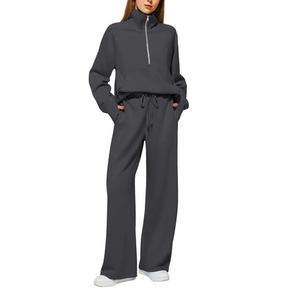 Women’s Half-Zip Matching Set – Relaxed Top & Wide-Leg Pants222