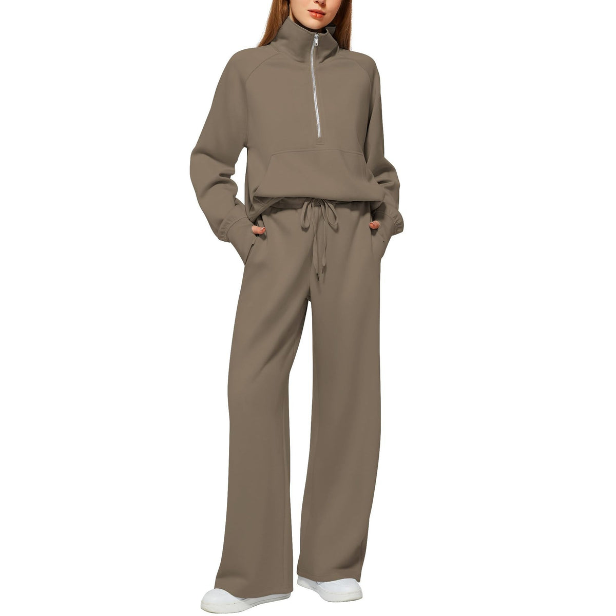 Women’s Half-Zip Matching Set – Relaxed Top & Wide-Leg Pants222
