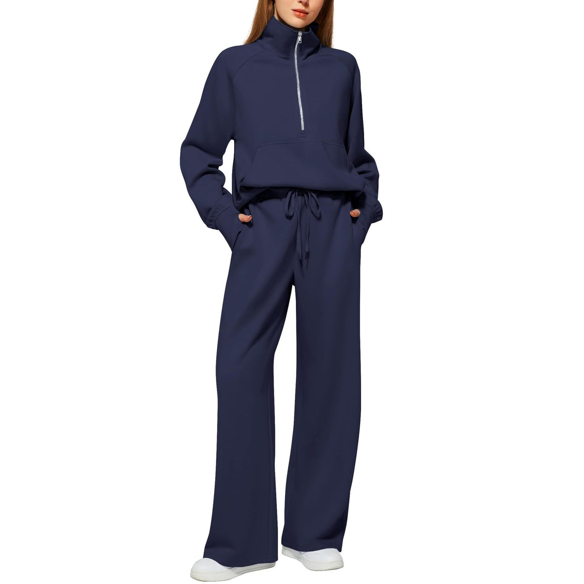 Women’s Half-Zip Matching Set – Relaxed Top & Wide-Leg Pants222