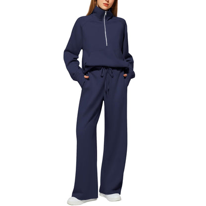 Women’s Half-Zip Matching Set – Relaxed Top & Wide-Leg Pants222