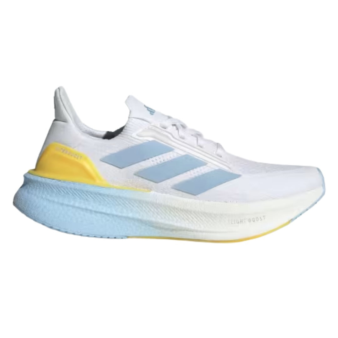 adidas Women’s Ultraboost 5X Running Shoes – Cloud White/Glow Blue/Yellow