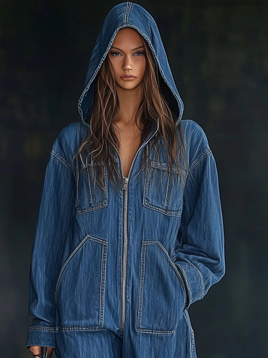 Hooded Loose Fit Jumpsuit for Women