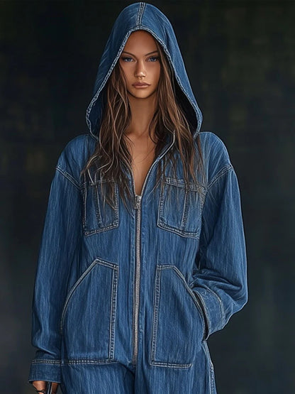 Hooded Loose Fit Jumpsuit for Women